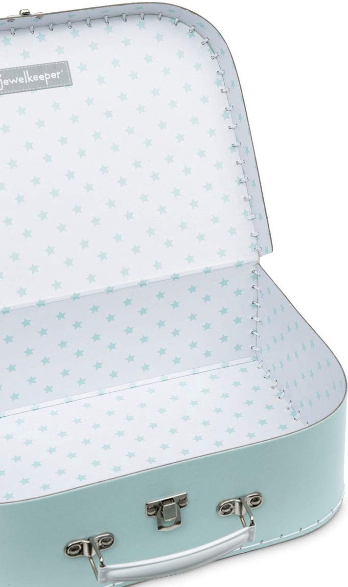 Goedkoopste Jewelkeeper Kartonnen Vintage Koffer - Set van 3 Decoratieve Vintage Bagage - Kartonnen Opbergkoffer - Mini Bagage Geschenkdoos voor Verjaardag of Bruiloft - Baby Blauw Pastel Design