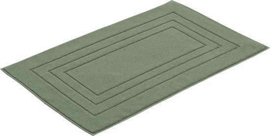 Zachte, effen groene bidetmat met een rechthoekig, ingesneden ontwerp.