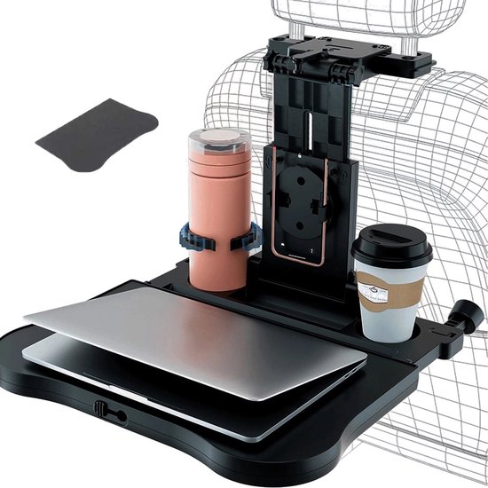 Foto: Uitverkoop multifunctionele auto tafel met antislipmat autostoel organizer met tablet houder voor laptop achterbank computer stoel eettafel beker hoofdsteun houder klaptafel stand voor telefoon tablet ipad zwart 