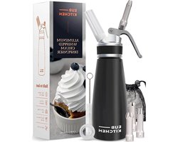 Slagroomdispenser met lekvrije aluminiumdraden - professioneel en duurzaam - 1-pint zwart geborsteld
