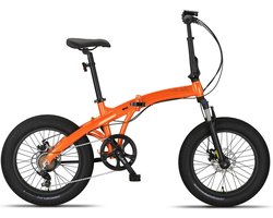 Pacto One Vouwfiets Oranje Shimano 6v Plooifiets Fatbike 20 inch Aluminium Phatbike Voorvorkvering