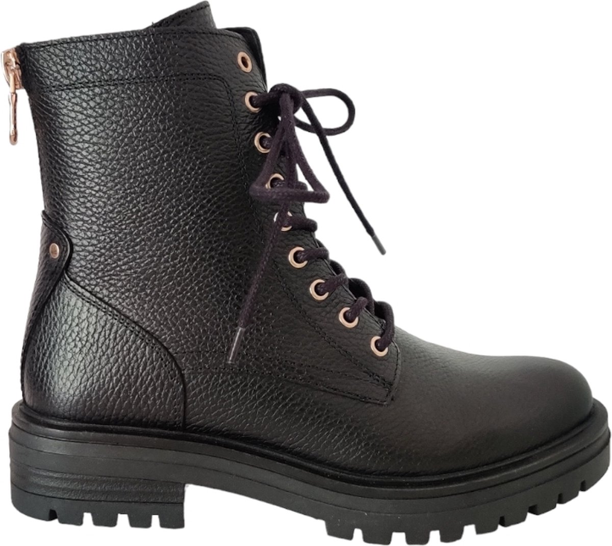 Poelman - leren veterboot zwart