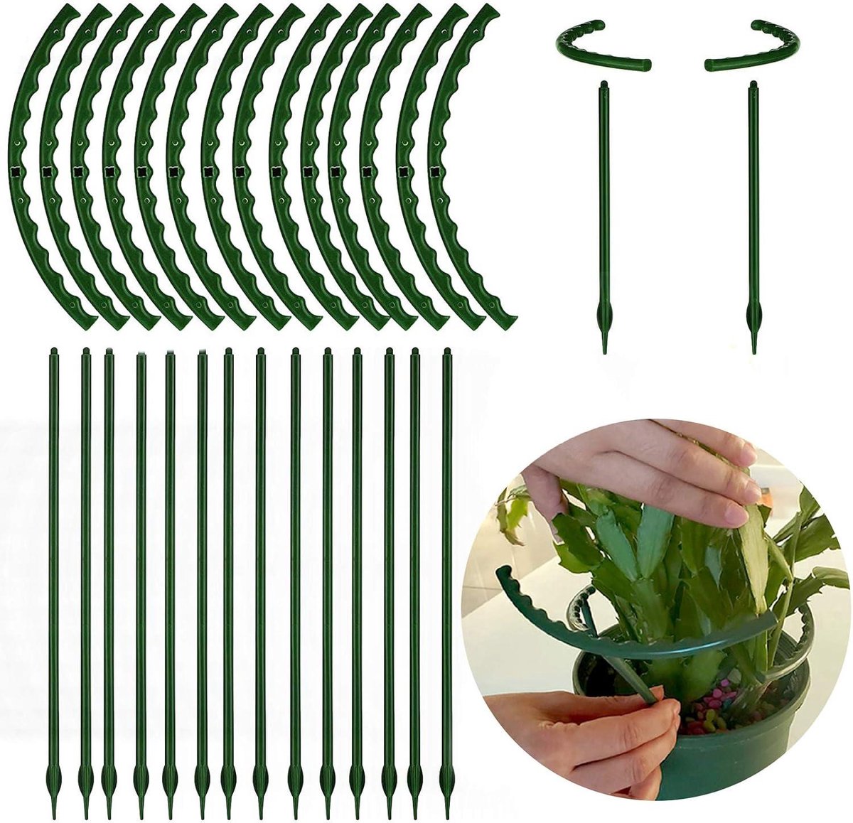 OFFCUP Plantensteunen, 12 Stuks 20 * 35CM Plant Ondersteuning Stakes, Metalen Halfronde Plantenhouder Geschikt voor Groenten, Tomaten, Pioenrozen, Rozen, Hortensia's, Bloemen