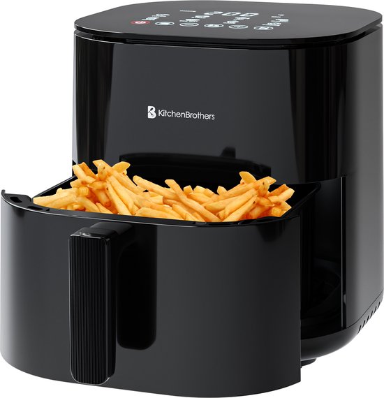 Foto: Kitchenbrothers airfryer xl 5l 2000w heteluchtfriteuse dual heating 80 c tot 200 c 8 kookprogramma s zwart