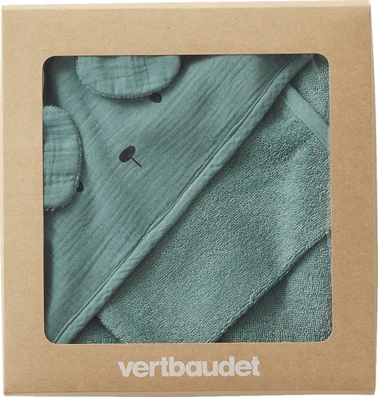 Vertbaudet Cape de bain + gant en gaze de coton bio*,