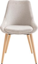 Vente-unique Set van 2 stoelen van stof en beuken - Beige - MASURIE L 49 cm x H 85.5 cm x D 56 cm