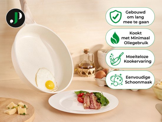 Just Perfecto 21 Delige Pannenset Inductie - Beige Pannenset Met Deksel Voor Gas en Inductie - PFAS vrij - Koudgrepen