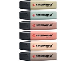STABILO BOSS ORIGINAL - Markeerstift - Etui Met 6 Kleuren - NatureColors
