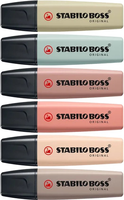 STABILO BOSS ORIGINAL - Markeerstift - Etui Met 6 Kleuren - NatureColors