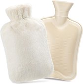 Bol.com 2 liter grote inhoud warmwaterkruik met deksel - premium natuurlijk rubber - harige nepbonten hoes - pijnverlichting - w... aanbieding