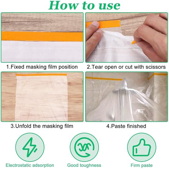 Afdekfolie met afplakband Easy mask film crêpe 55cm x 33m