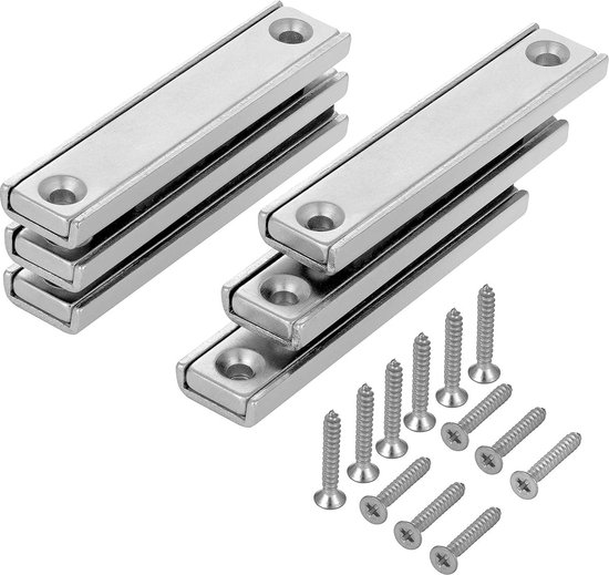 Aimants Avec Trous Vis 16 Aimants Néodyme Rectangulaires 30kg - 60x13.5x5mm - Avec Trou Et Vis - Pour Maison Et Industrie Aimants Fixation Lourde