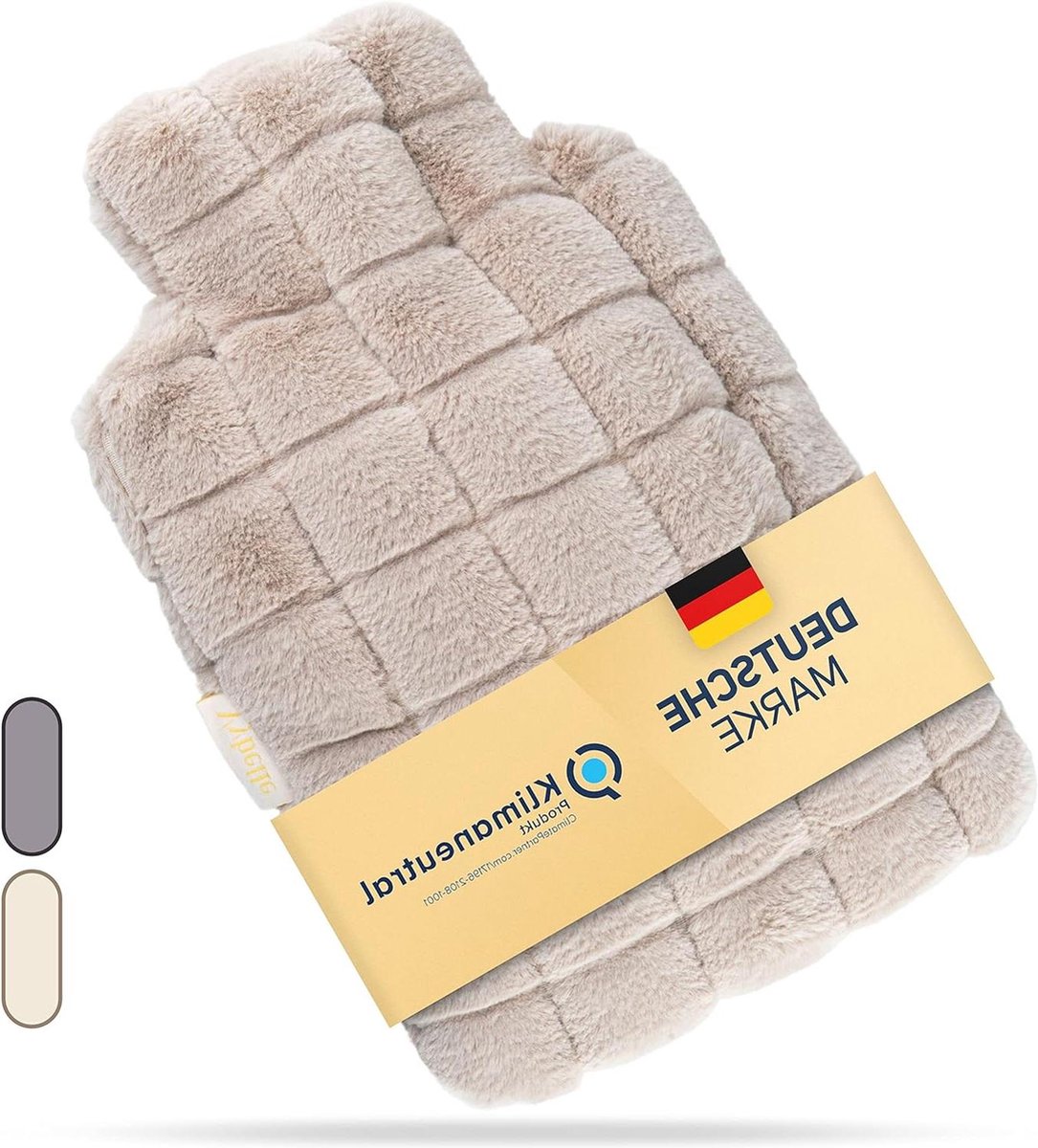Bol.com Pluizige knuffelovertrek lekvrije warmwaterkruik groot van natuurlijk rubber machinewasbare overtrek - warmwaterkruik 2 ... aanbieding