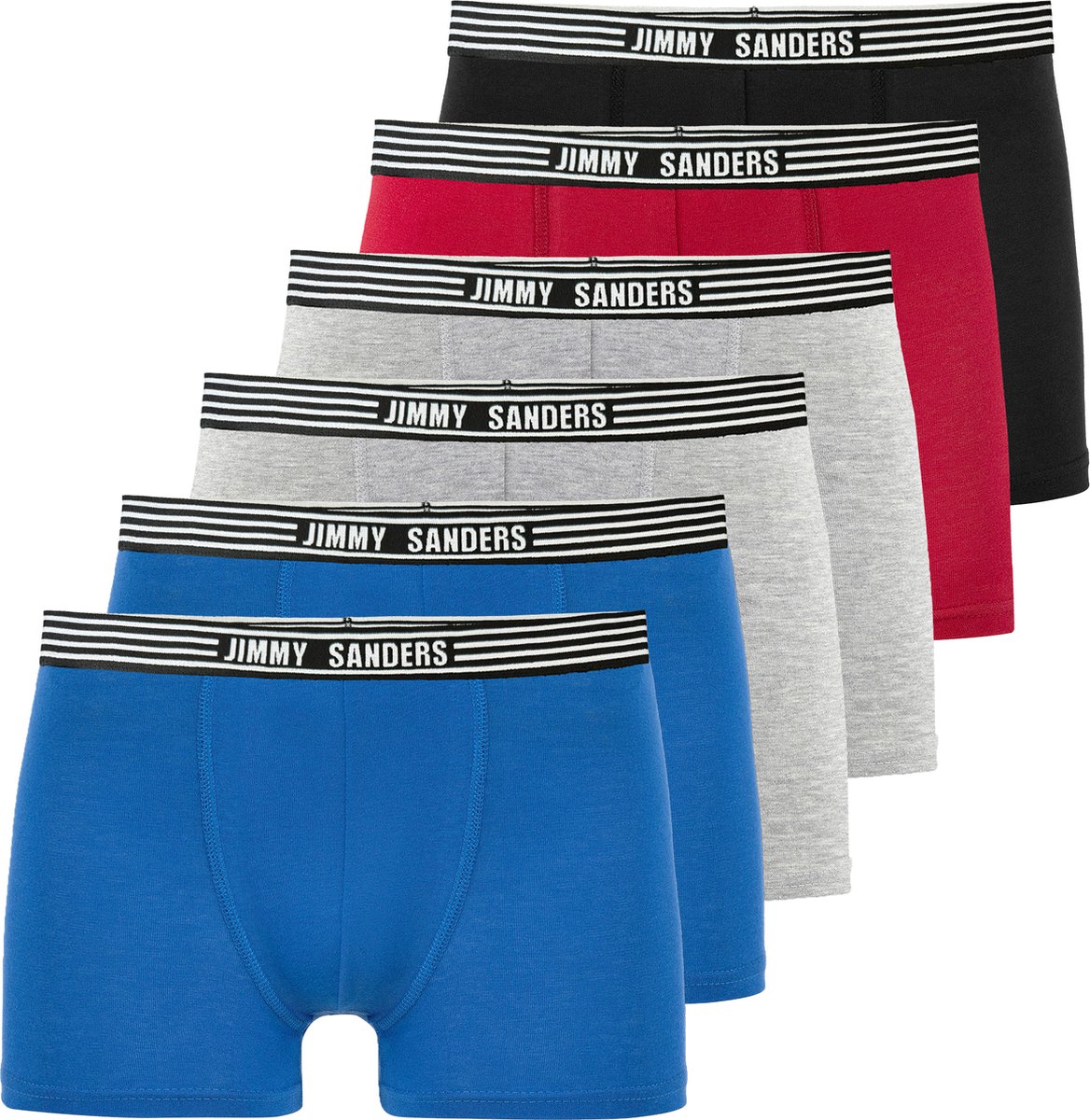Jimmy Sanders Boxer - Boxershort Multipack 6 Pack - Onderbroek Mannen - Ondergoed - 95% Katoen Heren Sax-Bordeaux-Zwart - S
