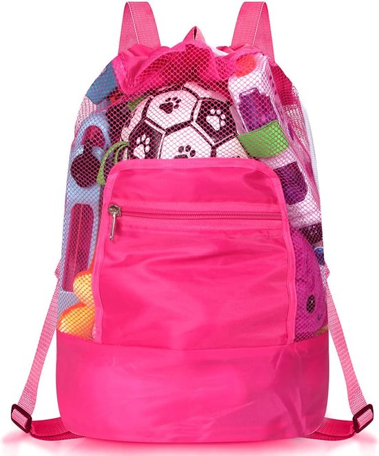 Opbergtas voor strandspeelgoed Outdoor Strand Mesh Tas Draagbare Kinderen Strand Speelgoed Kleding Opslag Diversen Organisatoren Tas Met Verstelbare Draagriemen Mesh speelgoedtas (Color : C