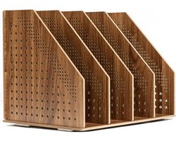 Houten bureau-organizer, kantoorplank, organizersysteem, tijdschriftenhouder, archieflade - Stijlvolle houten bureau-organizer voor thuiskantoor