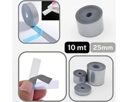 10 Meter ZELFREFLECTERENDE TAPE/LINT om te op te Stijken, Breedte 25MM, Kleur GRIJS, HOT-FIX