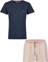 By Louise Essential Dames Korte Pyjama Set Shortama Blauw - Maat XL