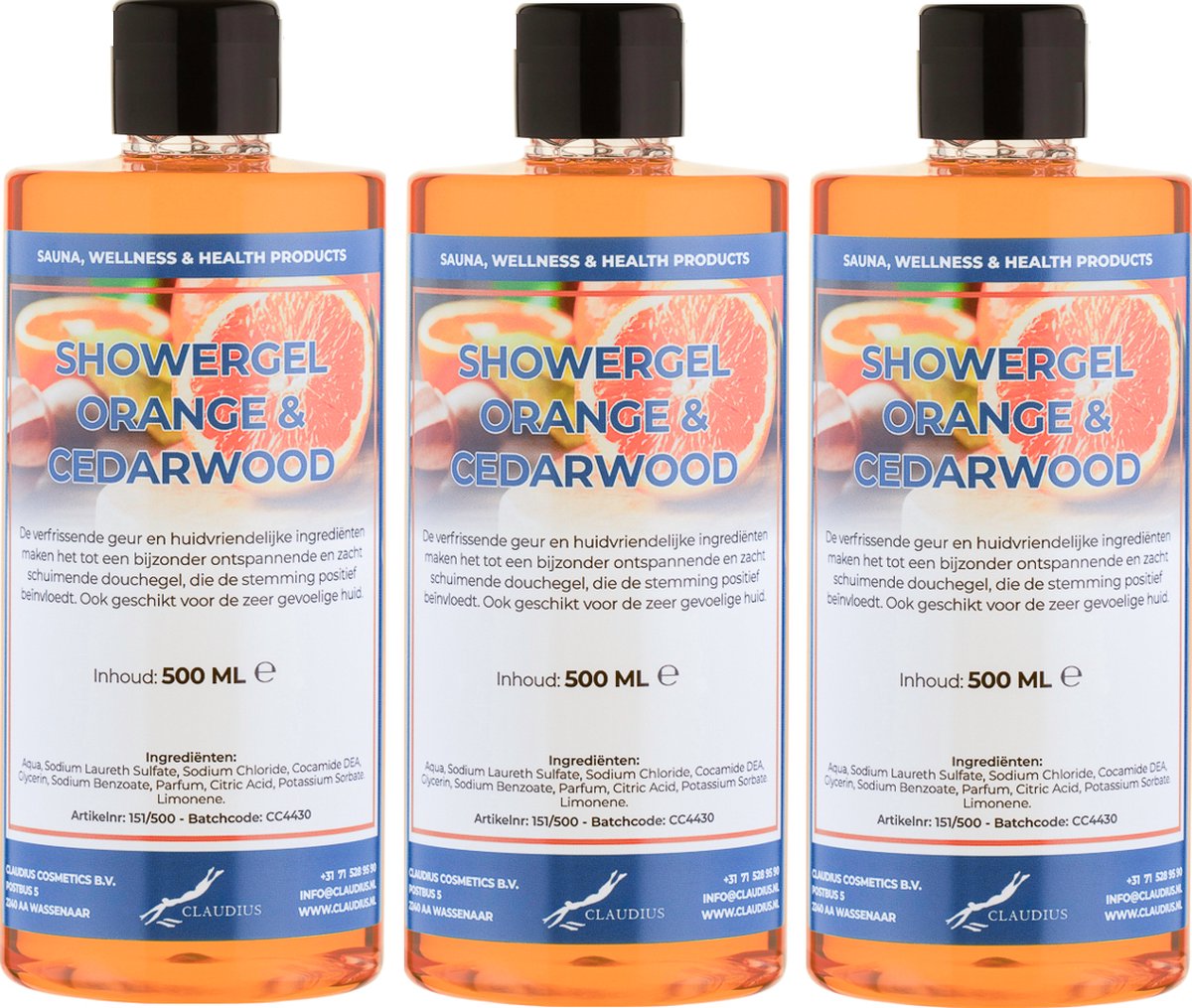 Goedkoopste Douchegel Sweet Orange & Cedarwood 500 ml - set van 3 stuks - Showergel