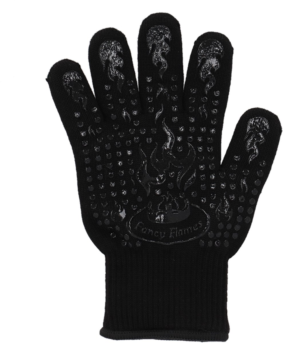 Esschert Design hittebestendige barbecue handschoen met anti slip grip zwart