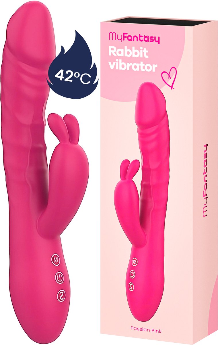 Bol.com MyFantasy® Stotende Rabbit Vibrator - Verwarmbaar - Pulsing Clitoris en G-spot Stimulator - Vibrators voor Vrouwen Reali... aanbieding