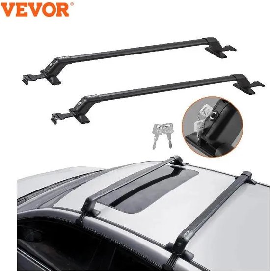 Galeries de toit Vevor - Barres de toit - Capacité de charge de 70 KG - Barres de toit - Coffre de toit - Vacances - Galeries de toit de voiture - Bagages