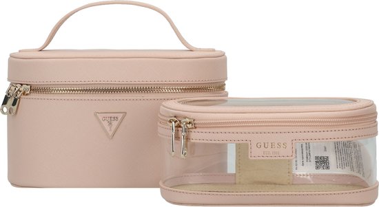 Design Wish Mini-clutch voor dames, 2 stuks, kleine make-up tas, reisorganizer, draagbare beautycase, toilettas, reisaccessoires, cadeau, beige (mini) zwart