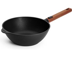 WOLL EcoLogic QXR Wok inductie met houten afneembare greep - Ø240mm - H 90mm - Zwart
