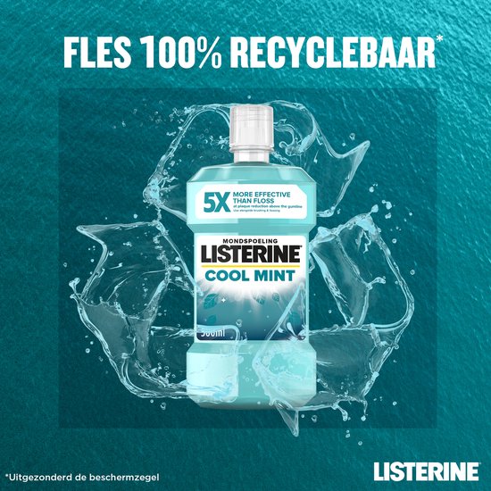 Listerine Cool Mint mondwater - verfrissende mondwaterspoeling voor bestrijding van schadelijke bacteriën voor gezond tandvlees - 3x500ml