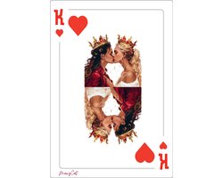 Serie van 3 Lesbische kaartspel posters op stevig karton papier A4 (de prijs is incl. verzending) vrouwen romantisch kussend. Lesbiennes afgebeeld als de Heer, Vrouw en Boer van het kaartspel. Voor queer huwelijk samenwonen geregistreerd partnerschap