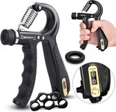 BOTC Handtrainer met Teller - 3-Delig Handtrainer - 5 tot 60 KG - Vingertrainer - Grip Trainer- Zwart