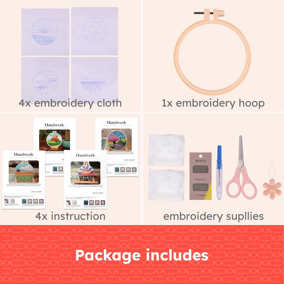 BOTC Borduurpakket Bloemen - Borduurset van 4 - Borduurpakketten voor Volwassenen - Hobby en Creatief - Borduren — afbeelding 4