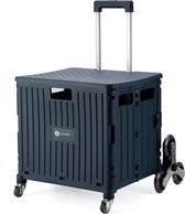 Packaway XL Opvouwbare Boodschappentrolley, Boodschappenkrat Met 6 Wielen voor Trappen Met Deksel 50 Liter - Blauw