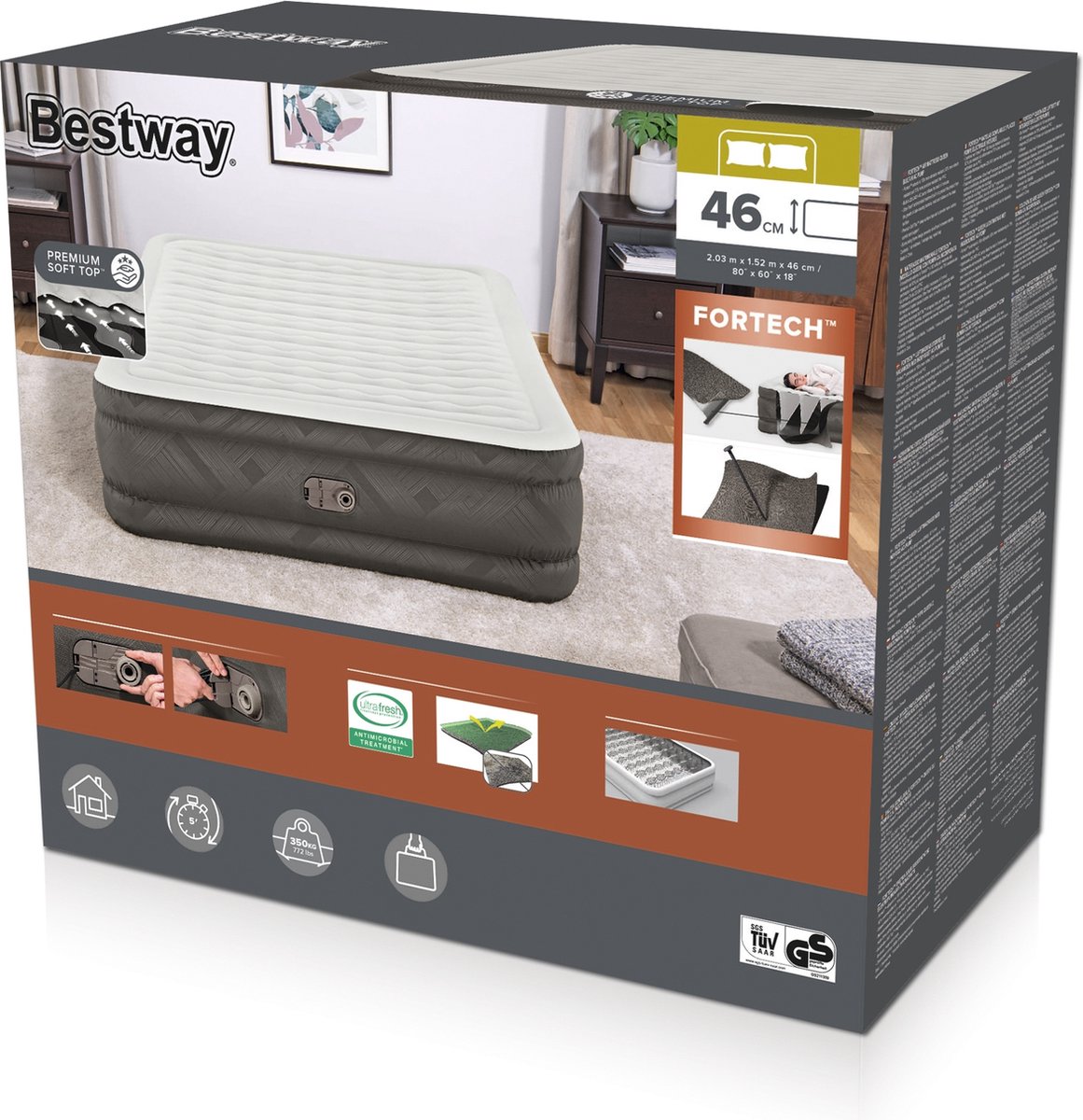Bestway – Fortech 69050 – Luchtbed voor 2 – elektrische pomp