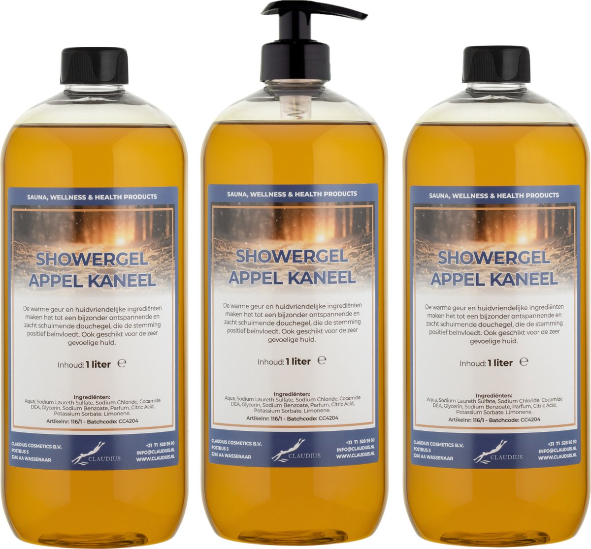 Goedkoopste Douchegel Touch of Tropical 1 Liter - set van 3 stuks - met gratis pomp - Showergel