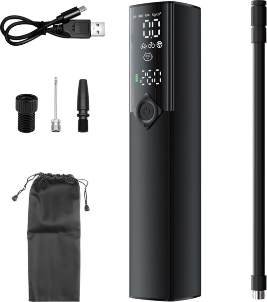 ETENWOLF Elektrische balpomp, 0,14-1,17 bar, intelligente luchtpomp, opblaas- en afpompfunctie, basketbalpomp met groot led-display, groen