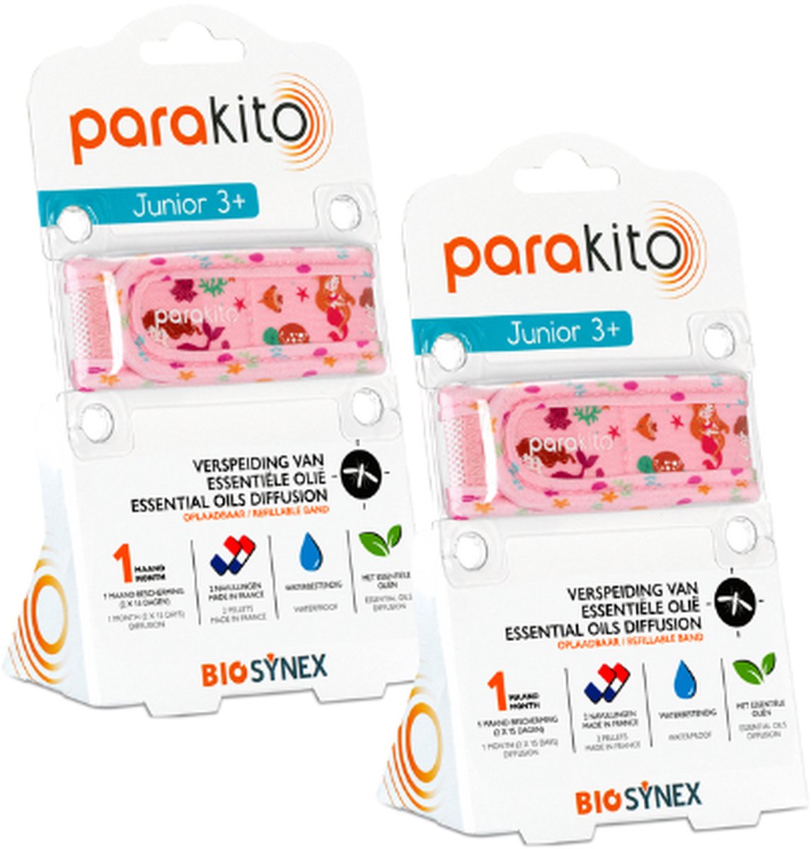 Goedkoopste Parakito Oplaadbare Anti-Muggen Armband Junior Zeemeermin - Navulbaar - Langdurige Bescherming- Insectenwerend - Zeemeermin x2