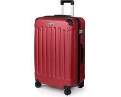 TAN.TOMI Reiskoffer Groot 76x49x30 – 100L – Grote Trolley Koffer met 4 Wielen & Cijferslot – Handbagage & Ruimbagage – Lichtgewicht & Stevig - Donkergroen - Rood