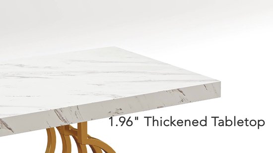 Tribesigns Salontafels Modern - Salontafel met Geometrisch Frame - Bijzettafel Goud - Tafel - Sidetable - Nep-Marmer - 120 x 50 x 50 cm
