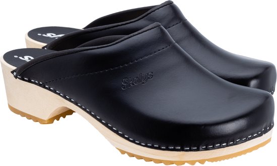 BeComfy Unisex Lederen Klompen Dames Houten Klompen Heren Echtleren Tuinklompen 35-46 EU (Zwart, EU-systeem voor schoenmaten, Volwassene, Numeriek, Normaal, 41