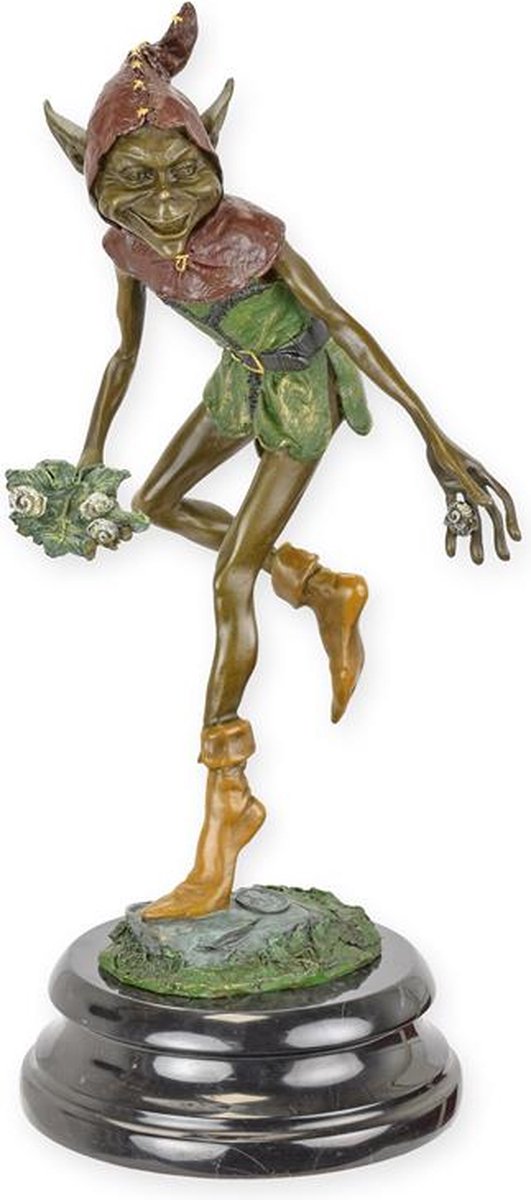 Goblin "Slakken" - Bronzen Beeld - Brons Kobold Beeldje - Woondecoratie Verzameling - Woning, Kantoor - Decoratie Beelden - 14x15x31