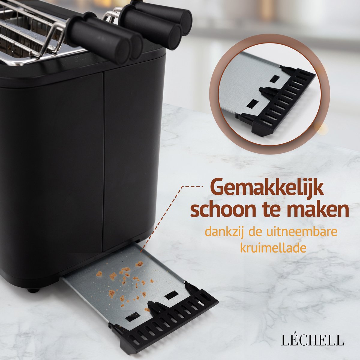 Léchell Broodrooster met tostiklemmen – 6 standen, 900W thumbnail 5