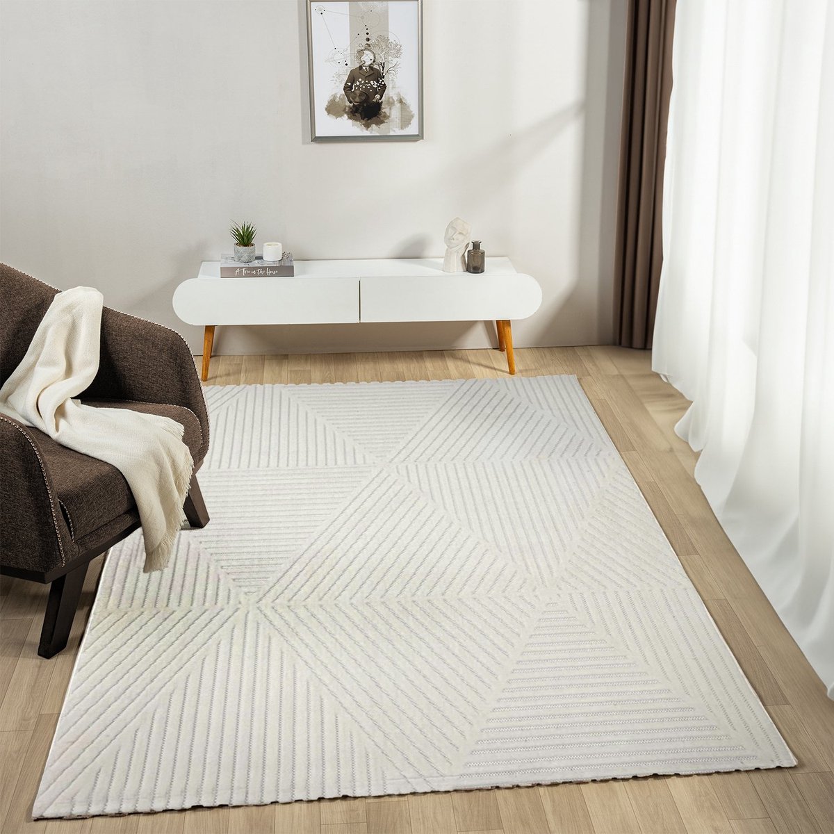 Flycarpets Modern Medea Vloerkleed - Wit - 160x230 cm