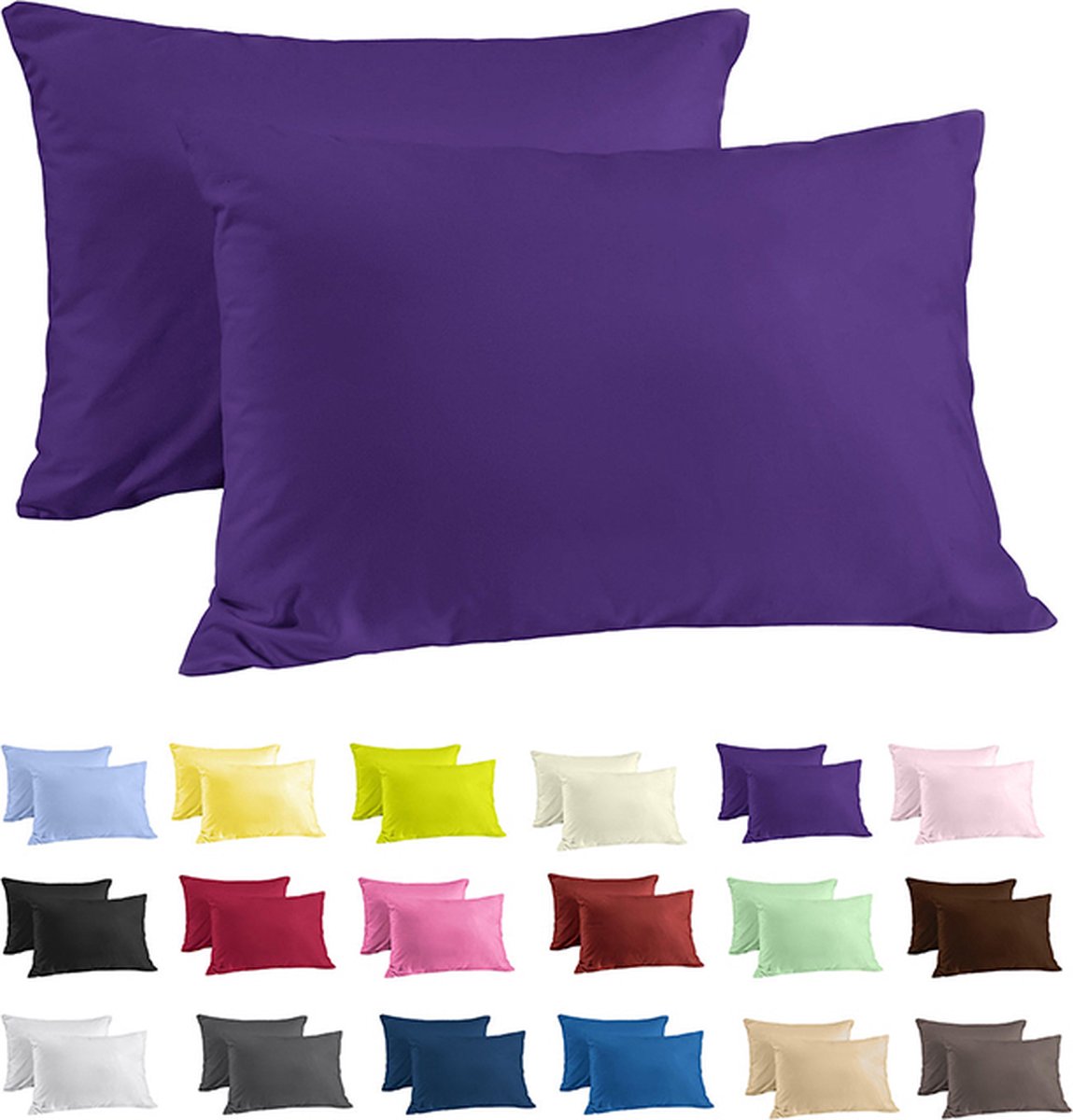 Zavelo Katoen Kussenslopen Deluxe Paars - 60 x 70 cm - set van 2 - 100% Katoen - Hoogwaardige Hotelkwaliteit