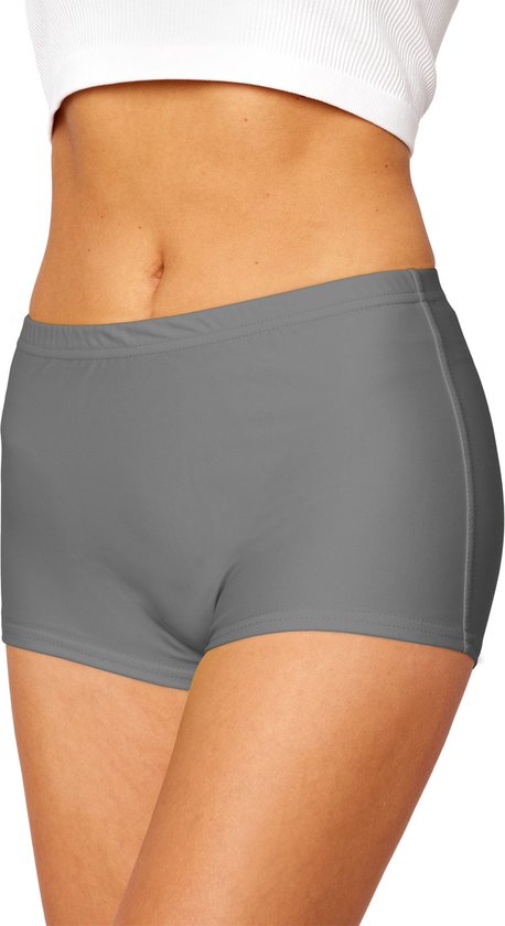 Foto: Merry style hi leila dames zwembroek zwemshorts bikinibroekje elastische tailleband polyamide elastaan grijs 9168 48
