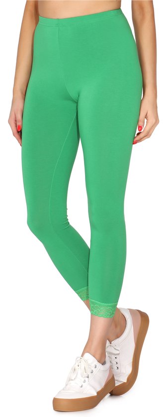 Merry Style MS-MS10-224-LE Dames Leggings met Kant - Sport - Vrijetijdsbroek - 7/8 Lengte - Viscose - Groen - M