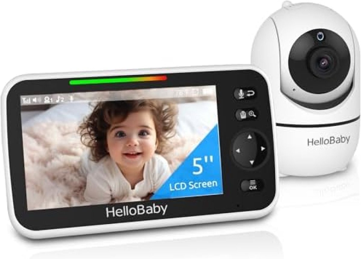 HelloBaby 6 Inch Babyfoon, Groot Scherm Met Camera En Audio, 4000 MAh Batterij Eco Modus Nachtzicht Geen Wifi Tweewegcommunicatie 8 Slaapliedjes Op Afstand Bedienbare Ptz 3110511110