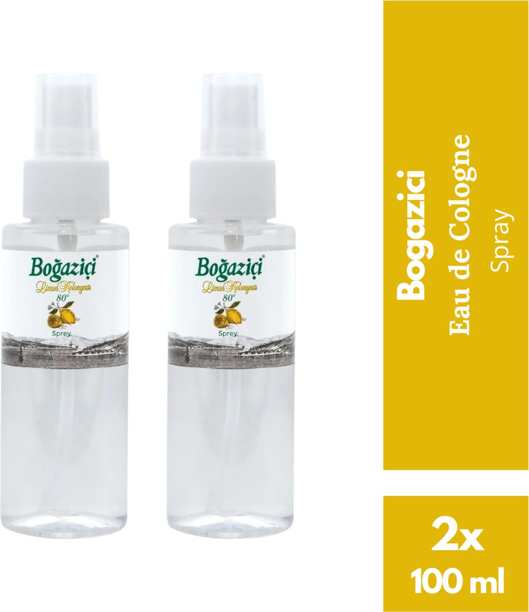 Goedkoopste Bogazici Eau de Cologne citroen 100ml Spray | Eau de Cologne | Exclusief Turkse Kolonya | 80° alcohol | Optimale desinfectie van handen | Set van 2