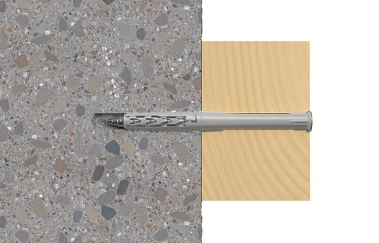 fischer Lange schachtpluggen SXR 8 x 80 T, hoogwaardige spreidpluggen met bijpassende verzonken kop, nylon pluggen voor optimale grip bij bevestigingen in beton, baksteen en metselwerk, 50 stuks