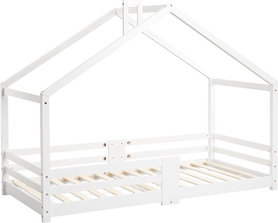 Massief Grenen Stapelbed Met Valbeveiliging Opbergladder Schoolbord 90x200cm Naturel Wit